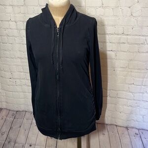 Motherhood Ruched Black zip up sweatshirt